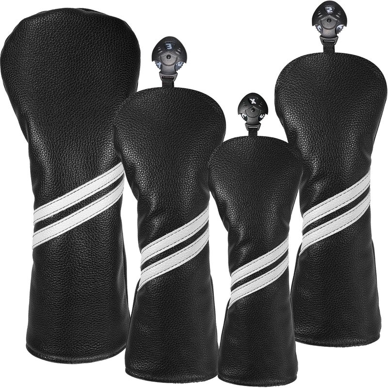 Frimon Golf Club Head Covers - 4pcs or 1pc Golf Accessories Club Covers Set for Woods and Driver Fairway Hybrids with Interchangeable Tags - Image 1